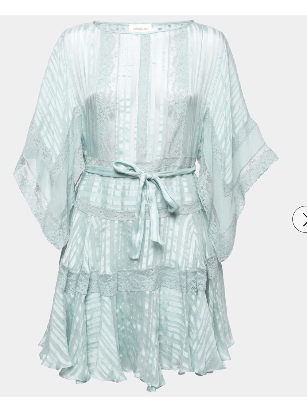 Zimmermann Whitewave Veil Striped Lace Insert Silk Mini Dress